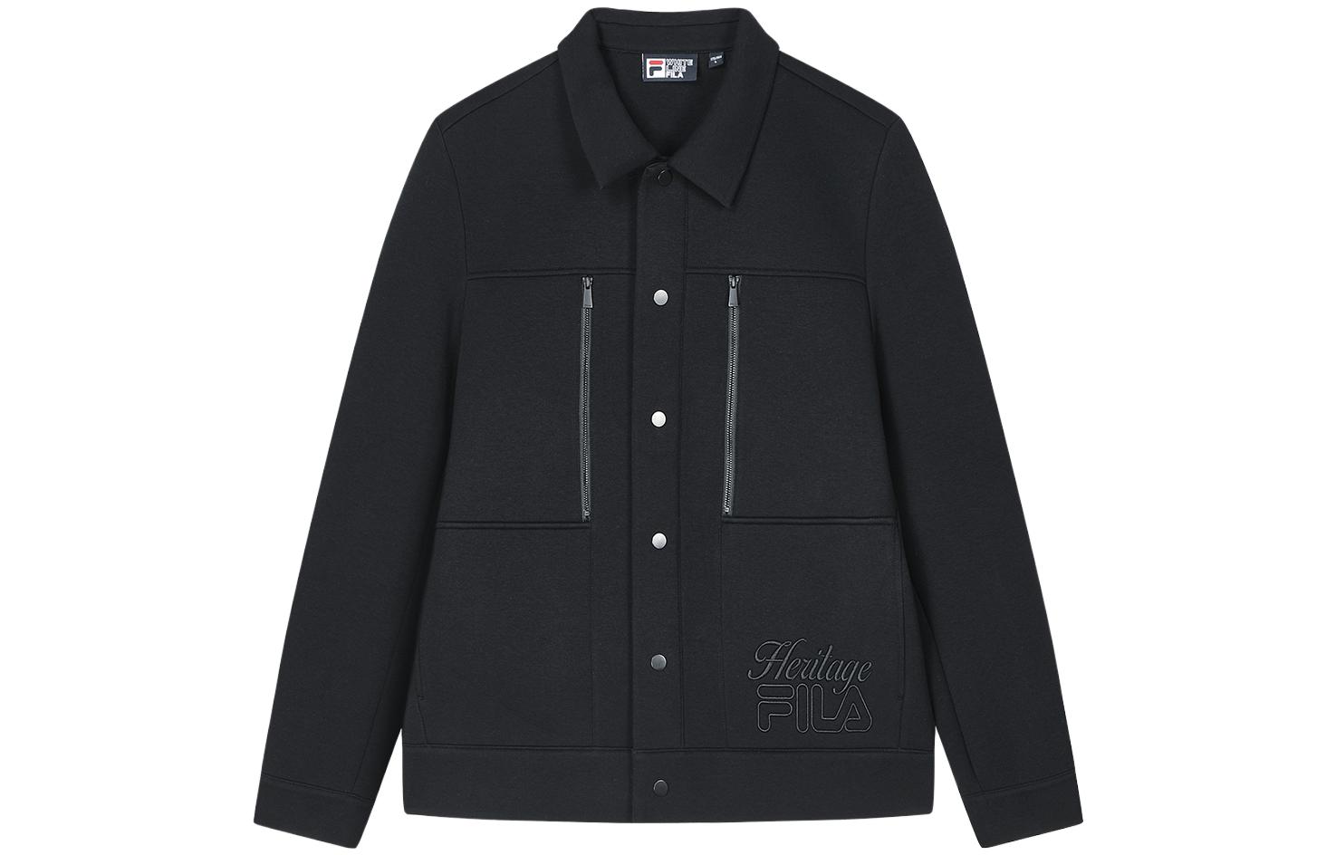 FILA  Embroidered Logo Polo Collar Casual Knit Jacket. F11M348502F-BK