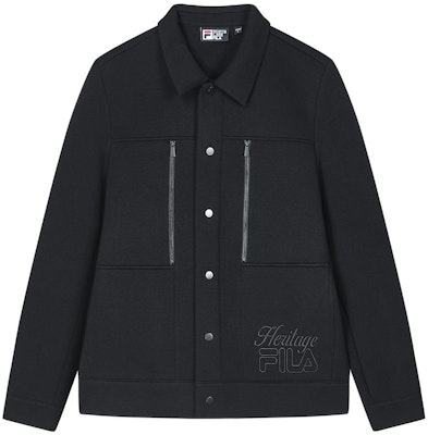 FILA 刺繍ロゴ ポロ襟 カジュアルニットジャケット F11M348502F-BK Buy FILA 刺繍ロゴ ポロ襟 カジュアルニットジャケット F11M348502F-BK