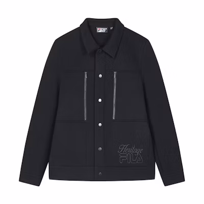 FILA Embroidered Logo Polo Collar Casual Knit Jacket. F11M348502F-BK