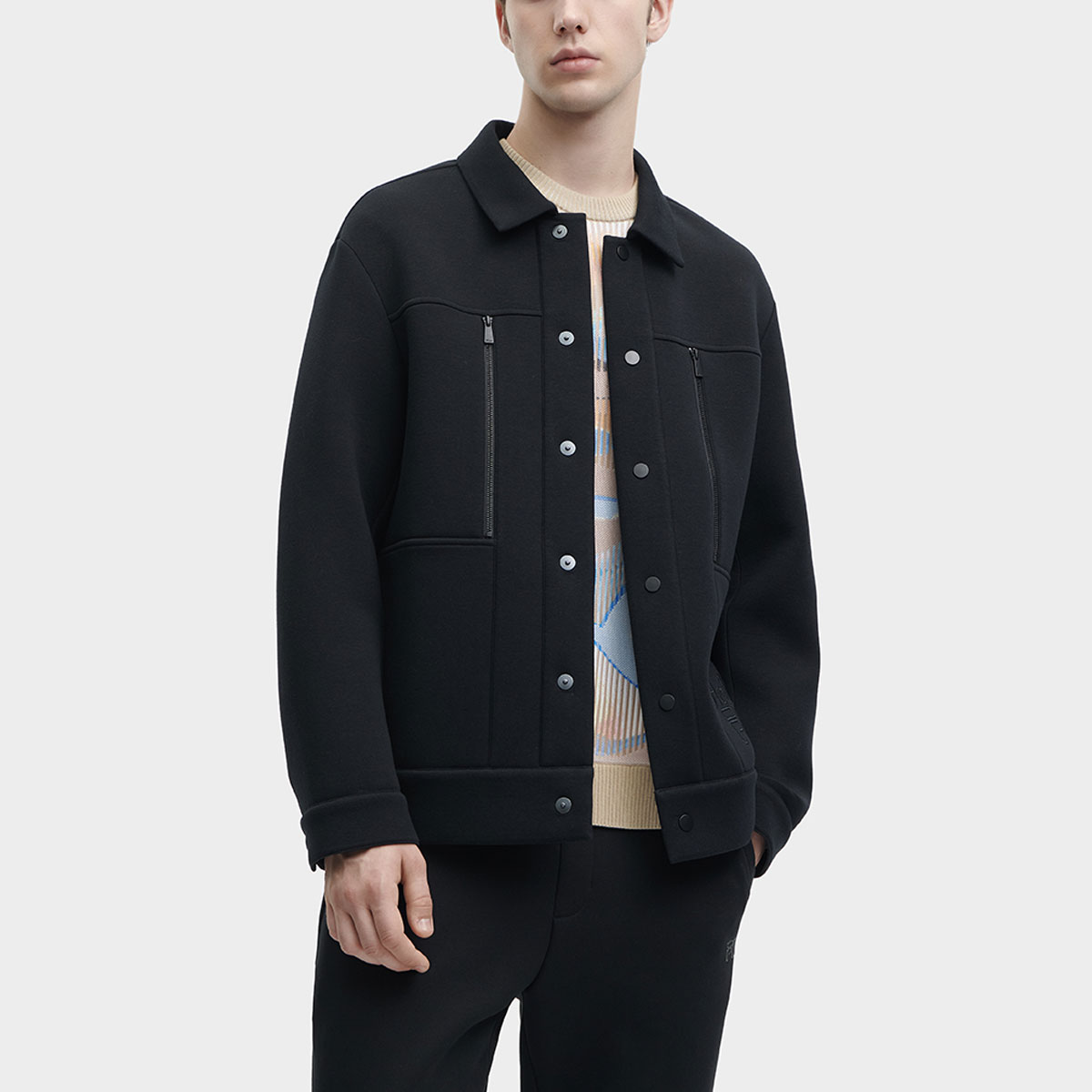 Details for FILA 刺繍ロゴ ポロ襟 カジュアルニットジャケット F11M348502F-BK