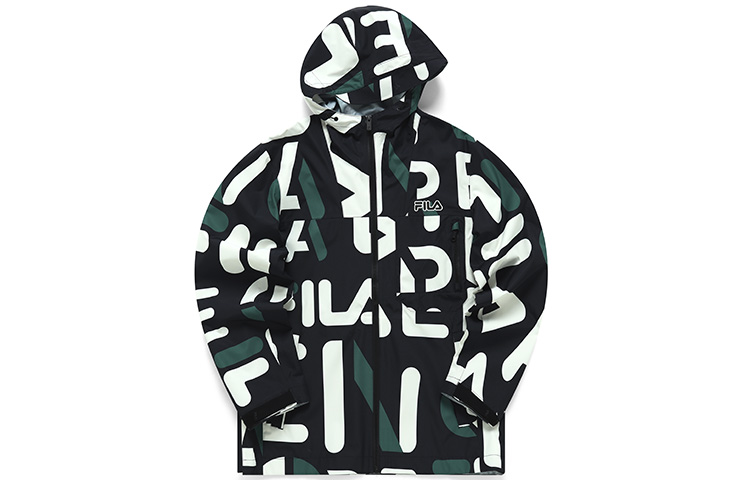 Buy FILA  Full-Print Retro Zip Hoodie Jacket in Black. F11M219707FZA