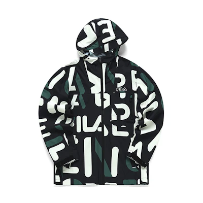 FILA Full-Print Retro Zip Hoodie Jacket in Black. F11M219707FZA