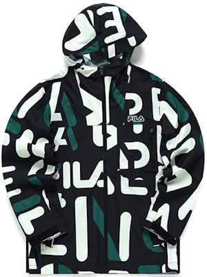 FILA 全印复古拉链连帽夹克黑色款 F11M219707FZA Order FILA 全印复古拉链连帽夹克黑色款 F11M219707FZA