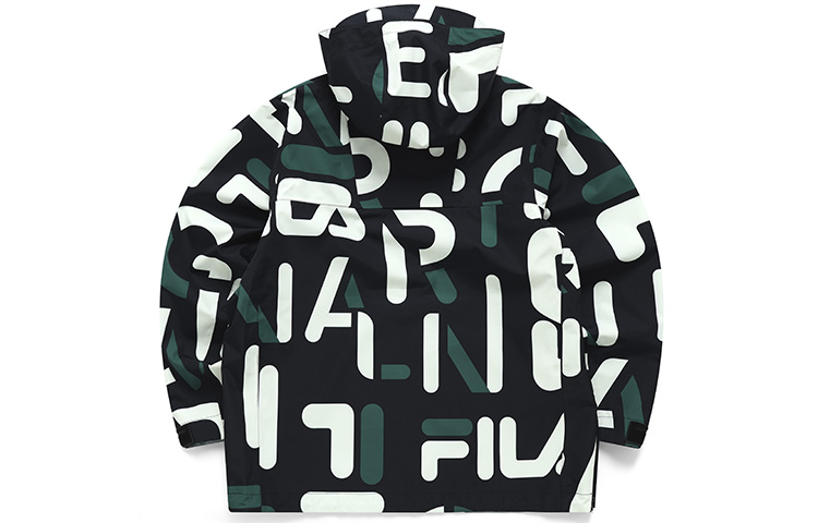 Lookbook FILA  Full-Print Retro Zip Hoodie Jacket in Black. F11M219707FZA
