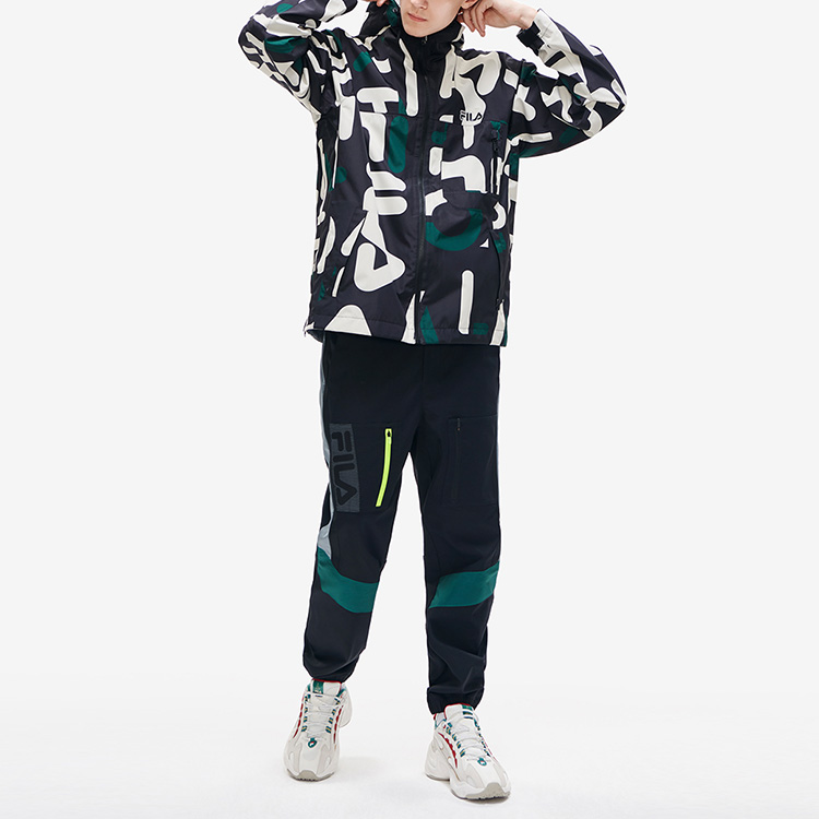 Shop FILA  Full-Print Retro Zip Hoodie Jacket in Black. F11M219707FZA