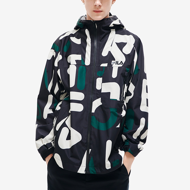 Details for FILA  Full-Print Retro Zip Hoodie Jacket in Black. F11M219707FZA