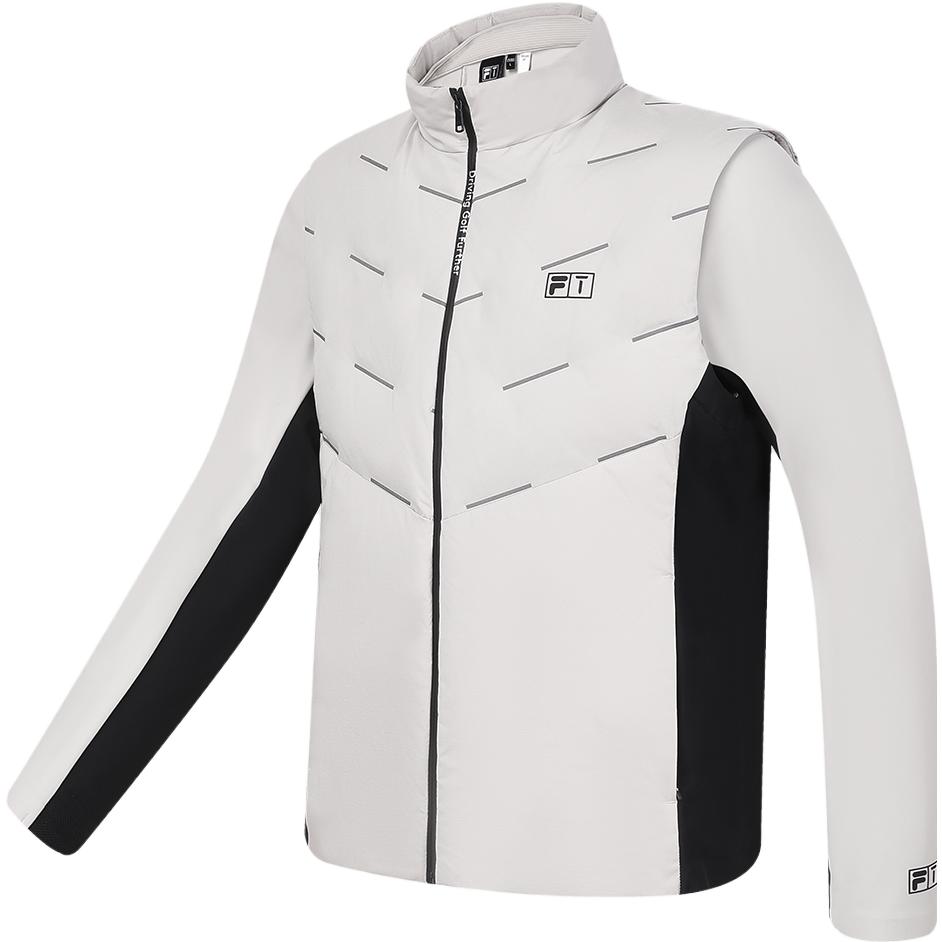 Order FILA Golf Jaket Puffer dengan Kerah Berdiri Warna Abu-Abu Monotone. A11M345909F-GY