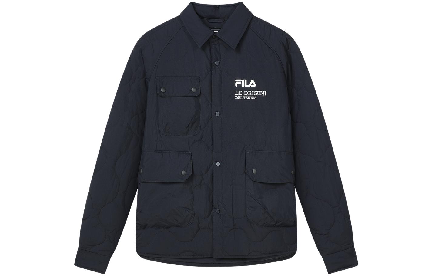 FILA  Letter Logo Print Polo Collar Jacket - Legendary Blue. F11M349910F-NV