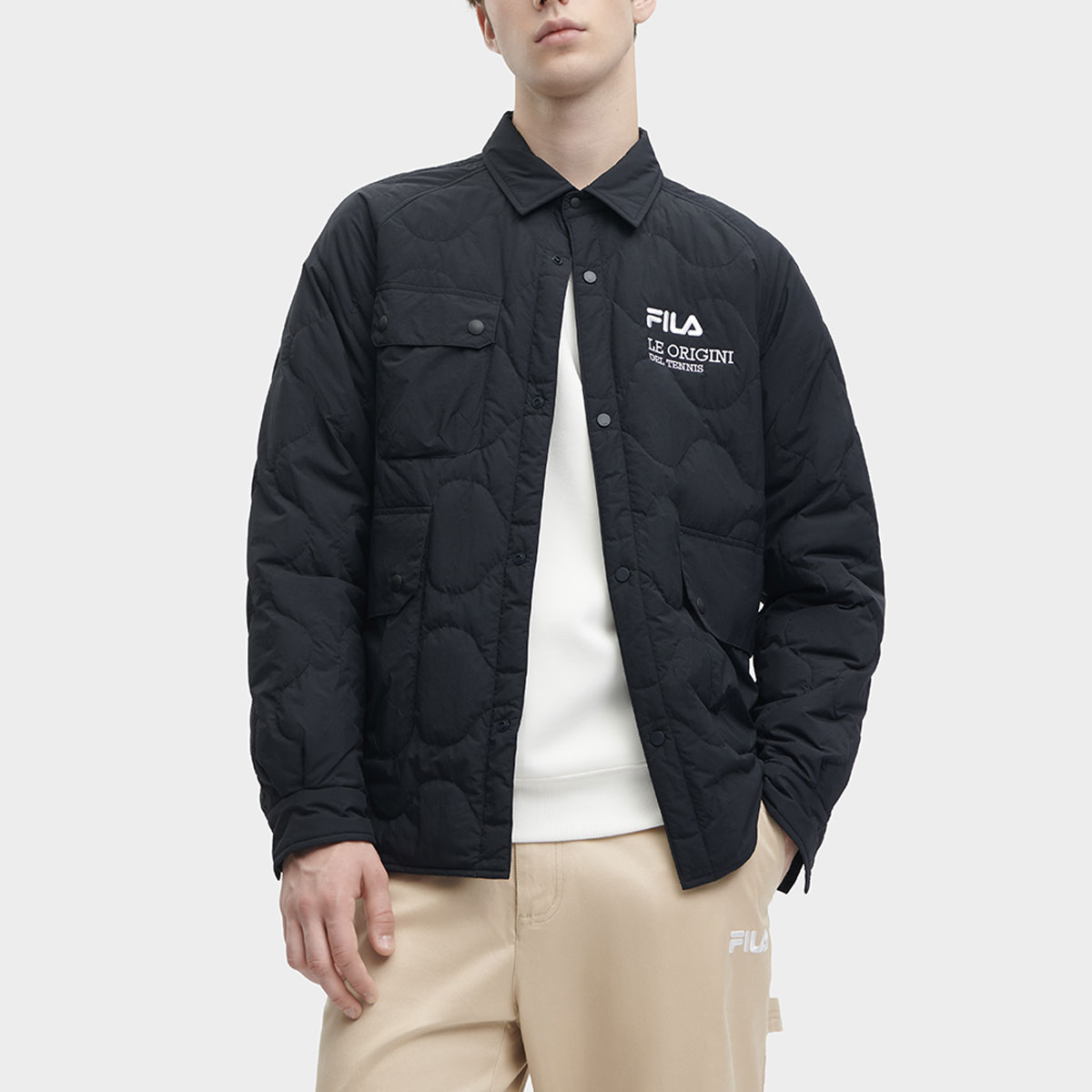 Shop FILA Jaket Polo Kerah Logo Huruf Cetak - Legendary Blue. F11M349910F-NV