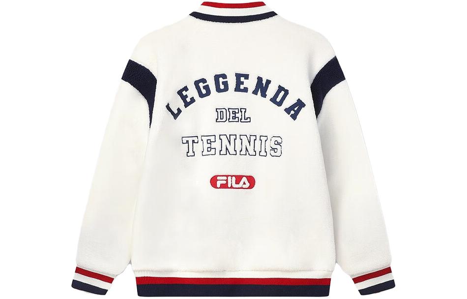 Lookbook FILA  Letter Patchwork Varsity Jacket Single-Breasted Fresh Milk White. F11M349502F-IV
