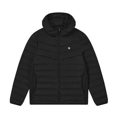 FILA Lightweight Black Hooded Down Jacket for Winter Casual Wear F11M248908F-BK