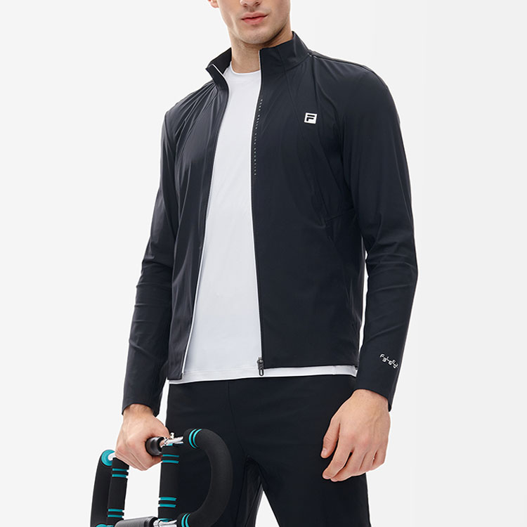 Shop FILA  Lightweight Cooling Zip-Up Jacket Black with Logo Design. A11M221503FBK