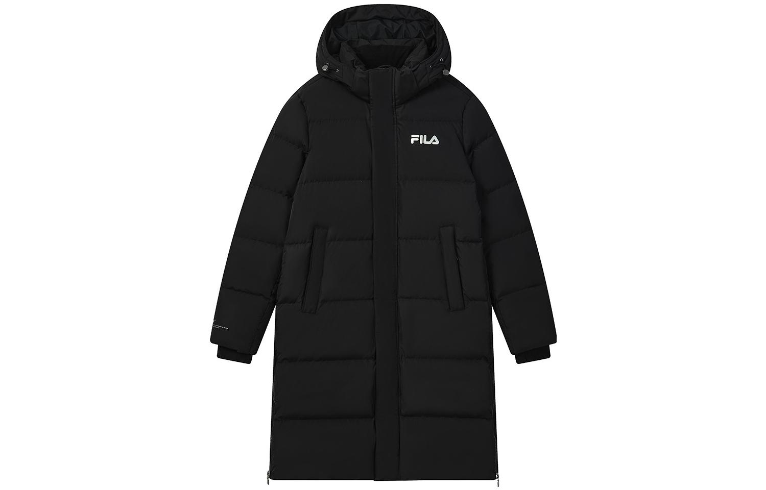 FILA  Lightweight Quilted Hooded Down Jacket Black with Logo Print F51M249910F-BK