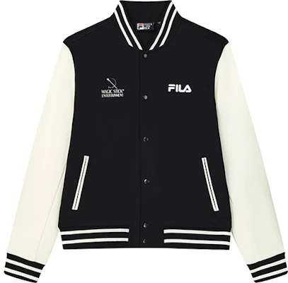 FILA Logo Print Baseball Collar Jacket in Legendary Blue. F11M249502F-NV Buy FILA Logo Print Baseball Collar Jacket in Legendary Blue. F11M249502F-NV