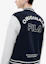 Shop FILA Logo Print Baseball Collar Jacket in Legendary Blue. F11M249502F-NV