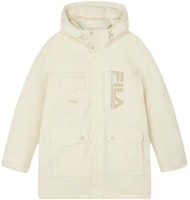FILA Logo Printed Mid-Length Down Jacket - White. F11M349904F-IV FILA Logo Printed Mid-Length Down Jacket - White. F11M349904F-IV