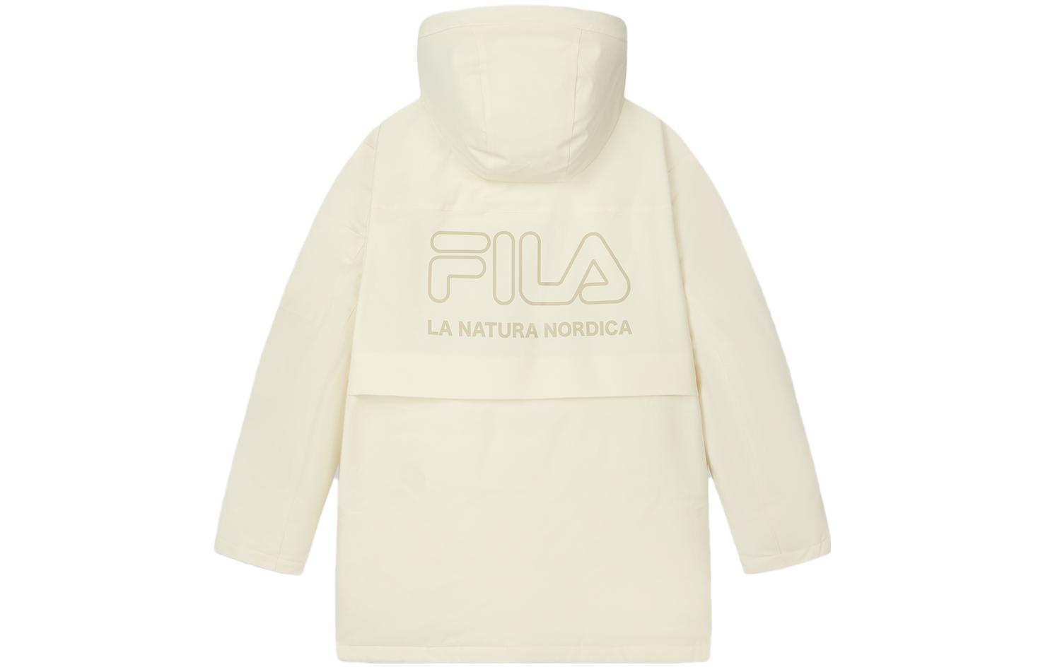 Lookbook FILA Jaket Down Panjang Sedang dengan Logo Cetak - Putih. F11M349904F-IV