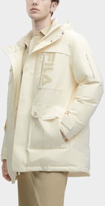 FILA Jaket Down Panjang Sedang dengan Logo Cetak - Putih. F11M349904F-IV Details for FILA Jaket Down Panjang Sedang dengan Logo Cetak - Putih. F11M349904F-IV