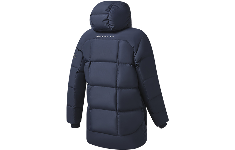 Lookbook FILA  Logo Printed Warm Mid-Length Down Jacket in Royal Blue. A11M243902F-NV