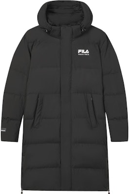 FILA Long Down Jacket Black - Casual Minimalist Hooded Design F11M349907F-BK Order FILA Long Down Jacket Black - Casual Minimalist Hooded Design F11M349907F-BK