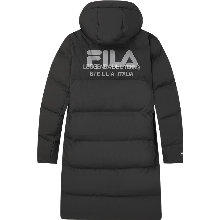 Lookbook FILA  Long Down Jacket Black - Casual Minimalist Hooded Design F11M349907F-BK