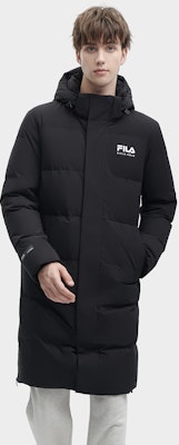 FILA Long Down Jacket Black - Casual Minimalist Hooded Design F11M349907F-BK Details for FILA Long Down Jacket Black - Casual Minimalist Hooded Design F11M349907F-BK