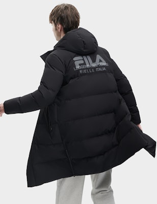 FILA Long Down Jacket Black - Casual Minimalist Hooded Design F11M349907F-BK Sizing FILA Long Down Jacket Black - Casual Minimalist Hooded Design F11M349907F-BK