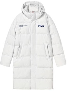 FILA長版連帽羽絨外套冷石白配字母拉鍊 F51M349921A-WT Buy FILA長版連帽羽絨外套冷石白配字母拉鍊 F51M349921A-WT