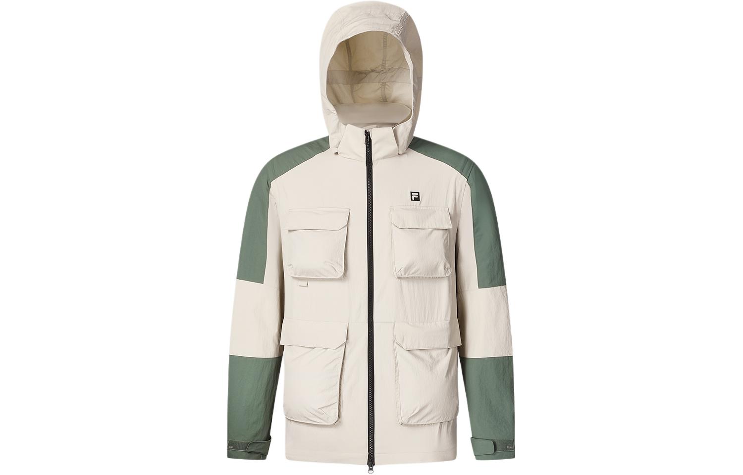 FILA  Multi-Pocket Colorblock Hooded Sports Jacket - Manor Grey. A11M417703F-GY