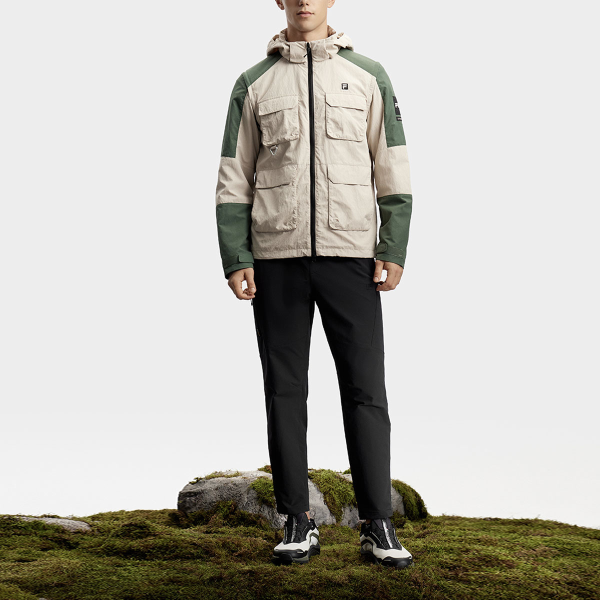 Details for FILA Jaket Olahraga Hoodie Multi-Saku Colorblock - Manor Grey. A11M417703F-GY