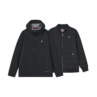 FILA Outdoor Quilted Hooded Down Jacket Set - Navy Blue F11M241904F-NV