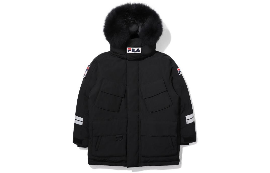 FILA  Quilted Puffer Jacket with Colorblock Logo, Black. FS2DJE4121X-BLK
