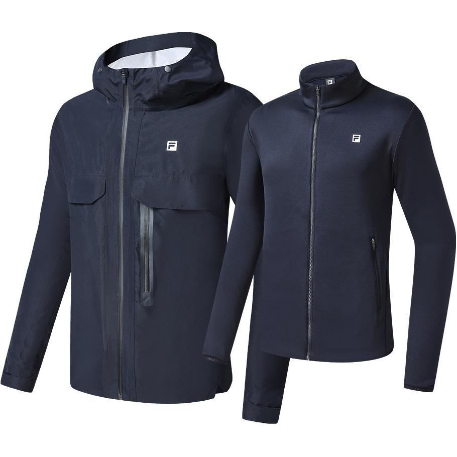 Shop FILA RD ブルースポーツトラックスーツ ジッパーデザイン 小ロゴ 長袖トップス A11M311702F-NV