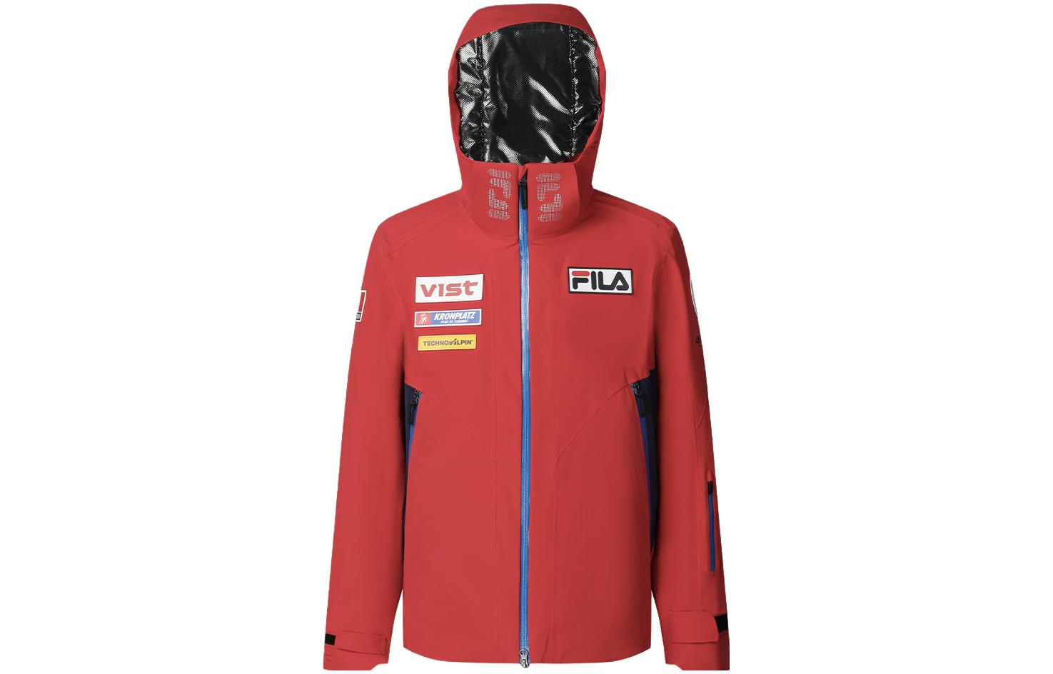 FILA  Red Waterproof Ski Jacket with Logo Print and Hood. A11M346921F-RD