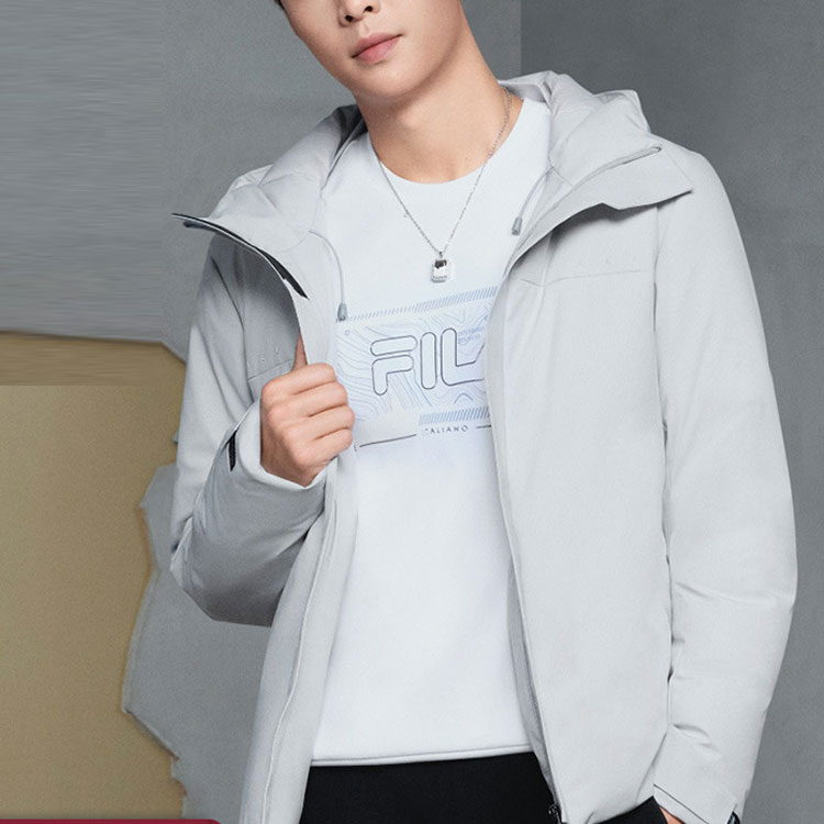 Shop FILA  Simple Business Casual Warm Down Jacket - Mountain Rock Gray. F11M247910F-GY