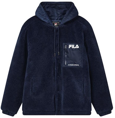 FILA Smoked Blue Fleece Hoodie Jacket with Logo. F11M249923F-DB Buy FILA Smoked Blue Fleece Hoodie Jacket with Logo. F11M249923F-DB