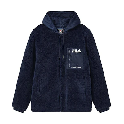 FILA Smoked Blue Fleece Hoodie Jacket with Logo. F11M249923F-DB