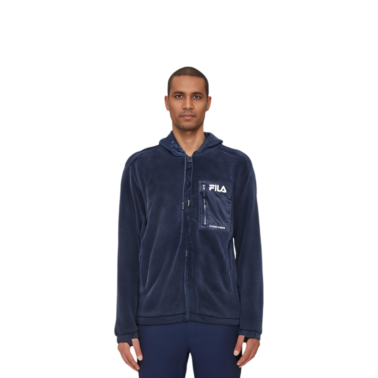 Details for FILA  Smoked Blue Fleece Hoodie Jacket with Logo. F11M249923F-DB