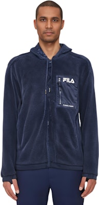 FILA Smoked Blue Fleece Hoodie Jacket with Logo. F11M249923F-DB Details for FILA Smoked Blue Fleece Hoodie Jacket with Logo. F11M249923F-DB