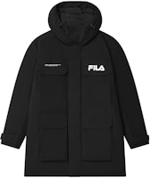 FILA Solid Black Hooded Long Down Jacket Winter Coat F11M249904ABK FILA Solid Black Hooded Long Down Jacket Winter Coat F11M249904ABK