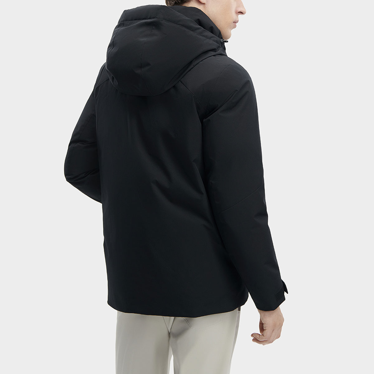 FILA  Solid Black Long Down Jacket with Hood Casual Style. F11M342903F-BK 圖 5