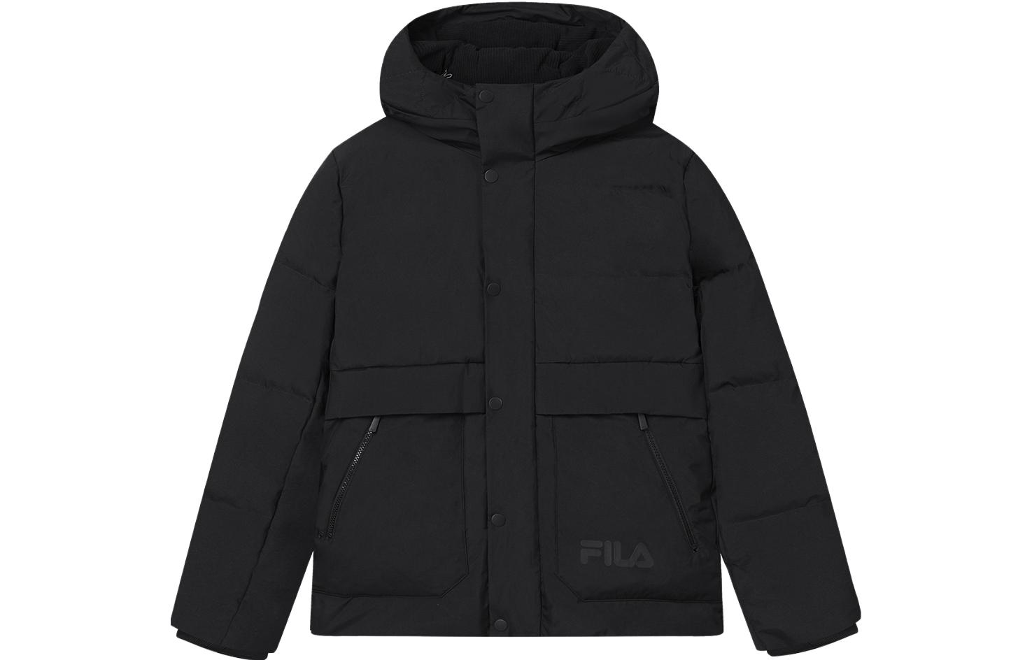 Order FILA Jaket Hoodie Casual Warna Polos Hitam. F11M348906F-BK