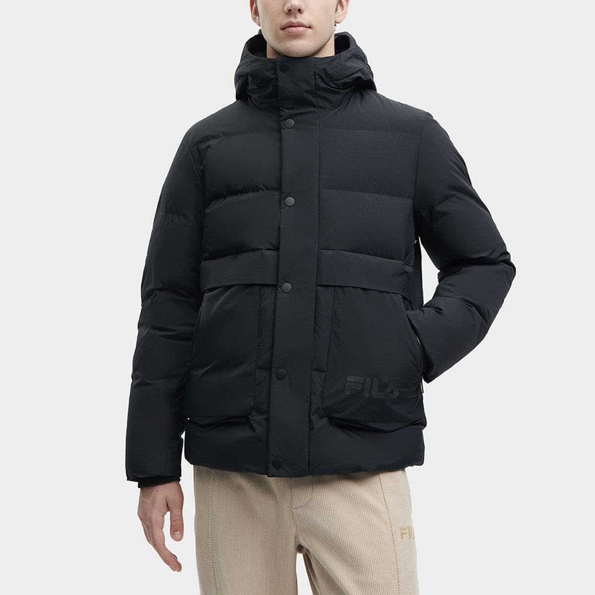 Shop FILA Jaket Hoodie Casual Warna Polos Hitam. F11M348906F-BK