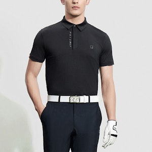 FILA 素色精英高爾夫針織Polo衫 - 深黑色 A11M335116ABK Shop FILA 素色精英高爾夫針織Polo衫 - 深黑色 A11M335116ABK