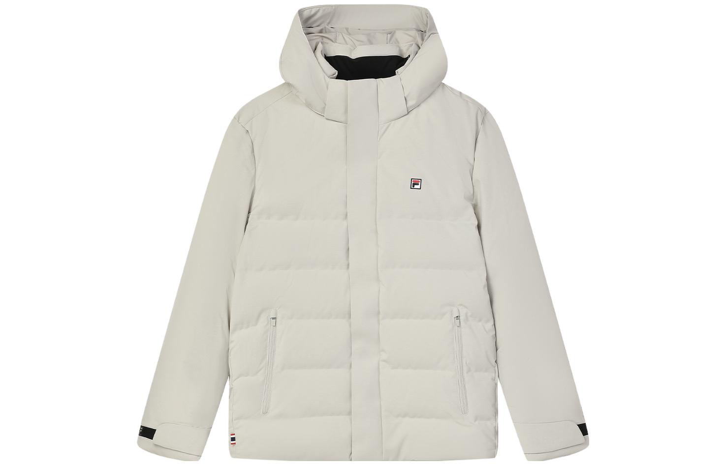 Order FILA  Solid Color Hooded Down Jacket - Casual Winter Coat in Peaceful Gray F11M341904F-GY
