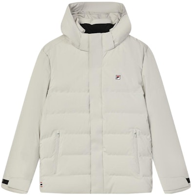 FILA Solid Color Hooded Down Jacket - Casual Winter Coat in Peaceful Gray F11M341904F-GY Order FILA Solid Color Hooded Down Jacket - Casual Winter Coat in Peaceful Gray F11M341904F-GY
