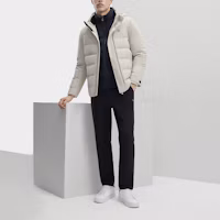 Sizing FILA 素色連帽羽絨外套 - 休閒冬季大衣和平灰 F11M341904F-GY