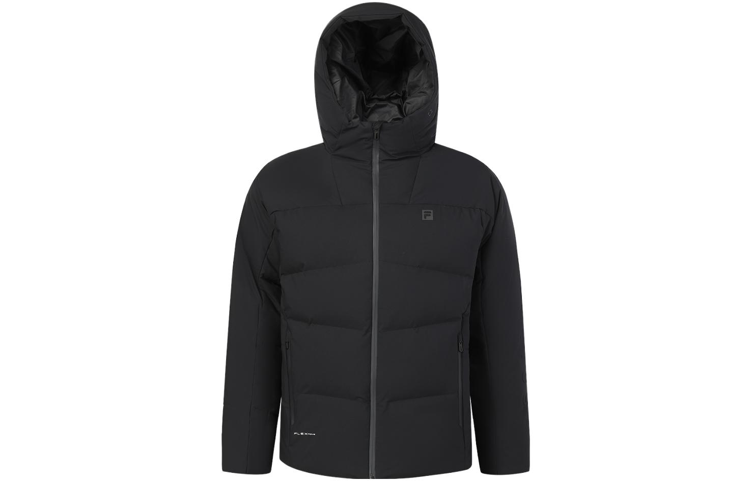 FILA  Solid Color Hooded Fitness Down Jacket - Deep Black A11M341904R-BK