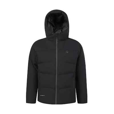 FILA Solid Color Hooded Fitness Down Jacket - Deep Black A11M341904R-BK