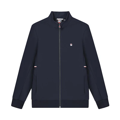 FILA Solid Color Stand Collar Woven Jacket in Legend Blue. F11M411705F-NV
